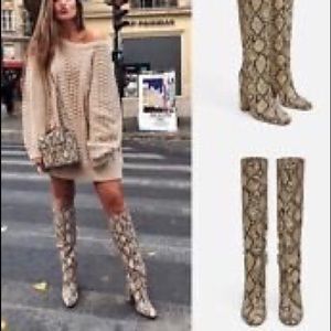 Zara snakeskin high boots
